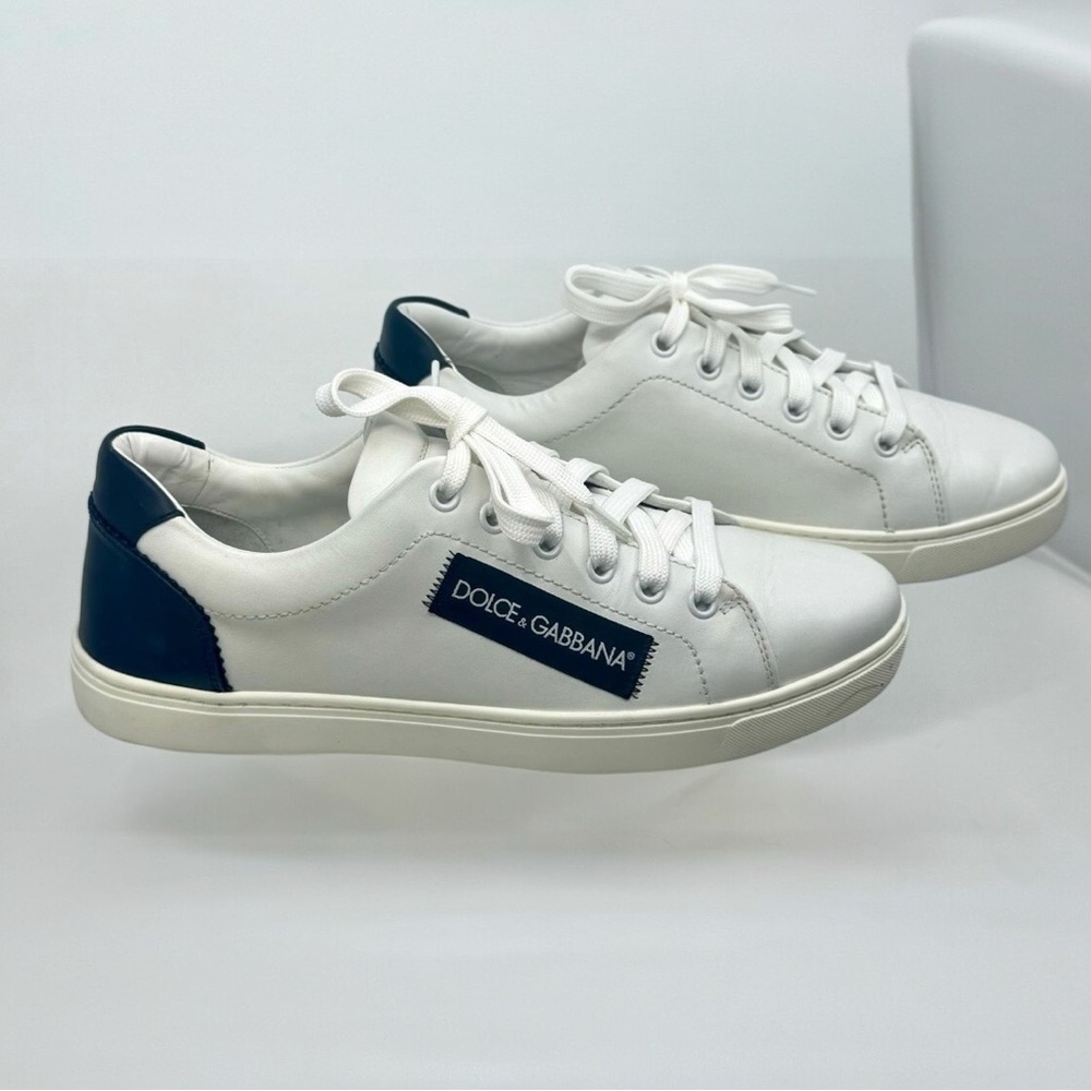 DOLCE & GABBANA Logo White Black Leather Low Top Sneakers Portofino Sneakers - Picture 8 of 16